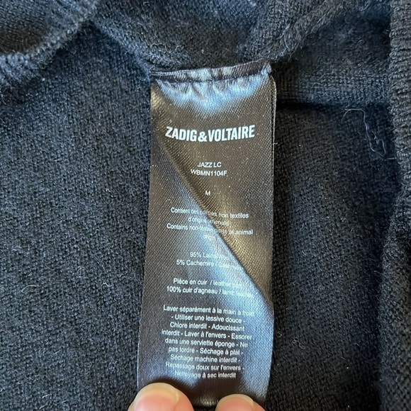 Zadig & Voltaire Black V Neck Wool Cashmere Sweater - Picture 8 of 9